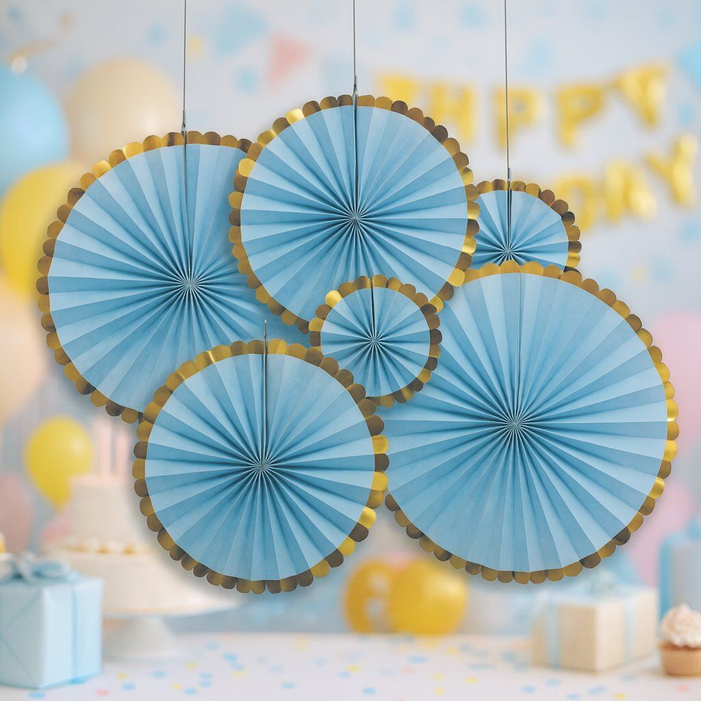 Mavi Yelpaze Süs Seti 6 Adet