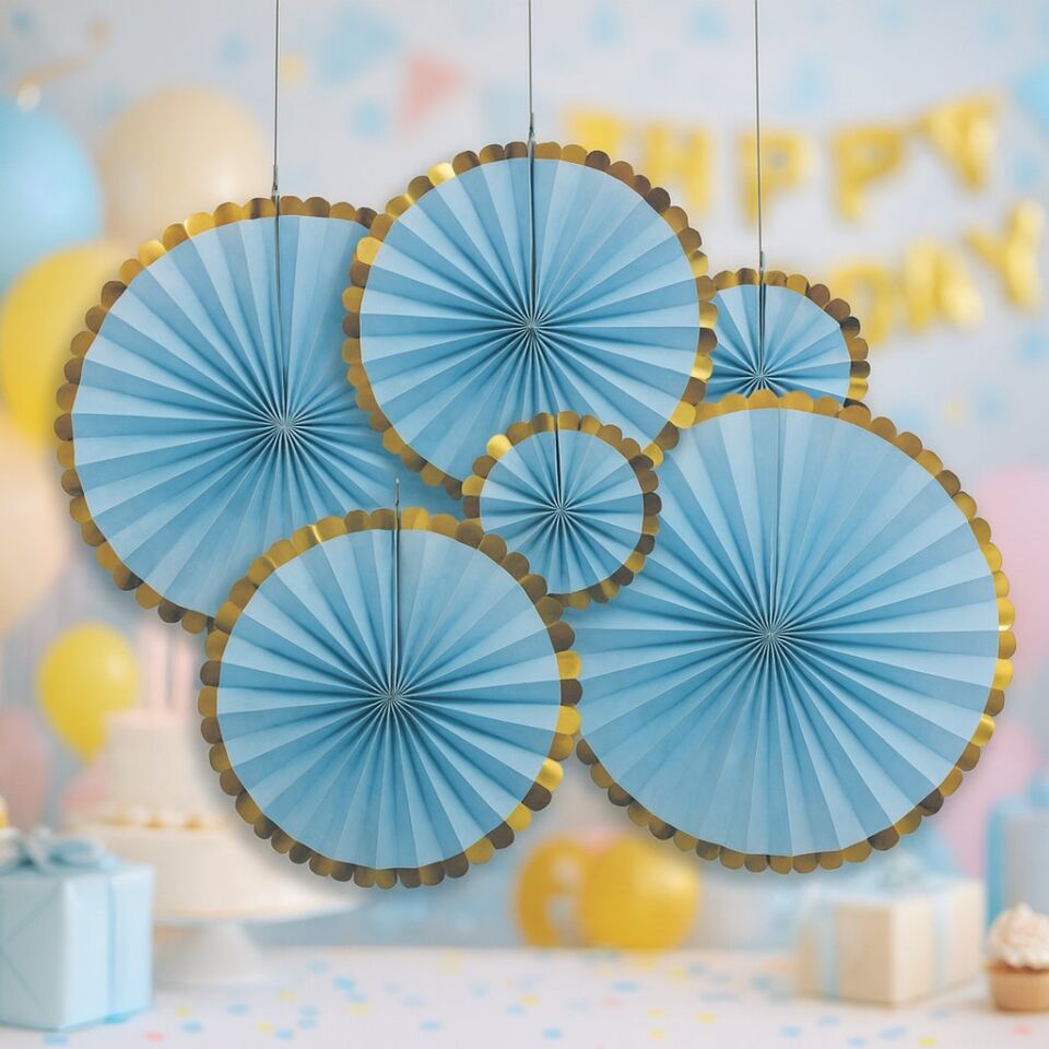 Mavi Yelpaze Süs Seti 6 Adet