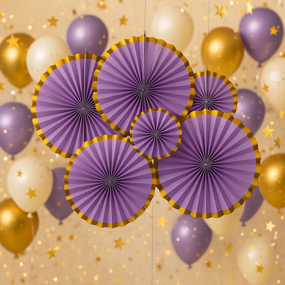 Mor Yelpaze Süs Seti 6 Adet