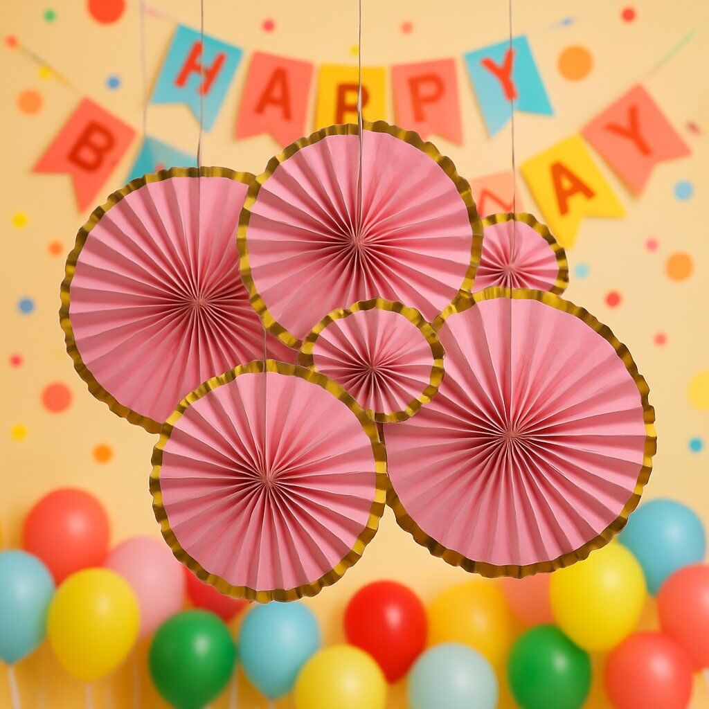 Pembe Yelpaze Süs Seti 6 Adet