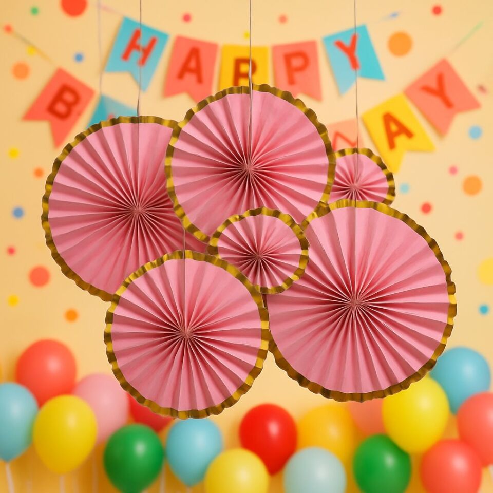 Pembe Yelpaze Süs Seti 6 Adet