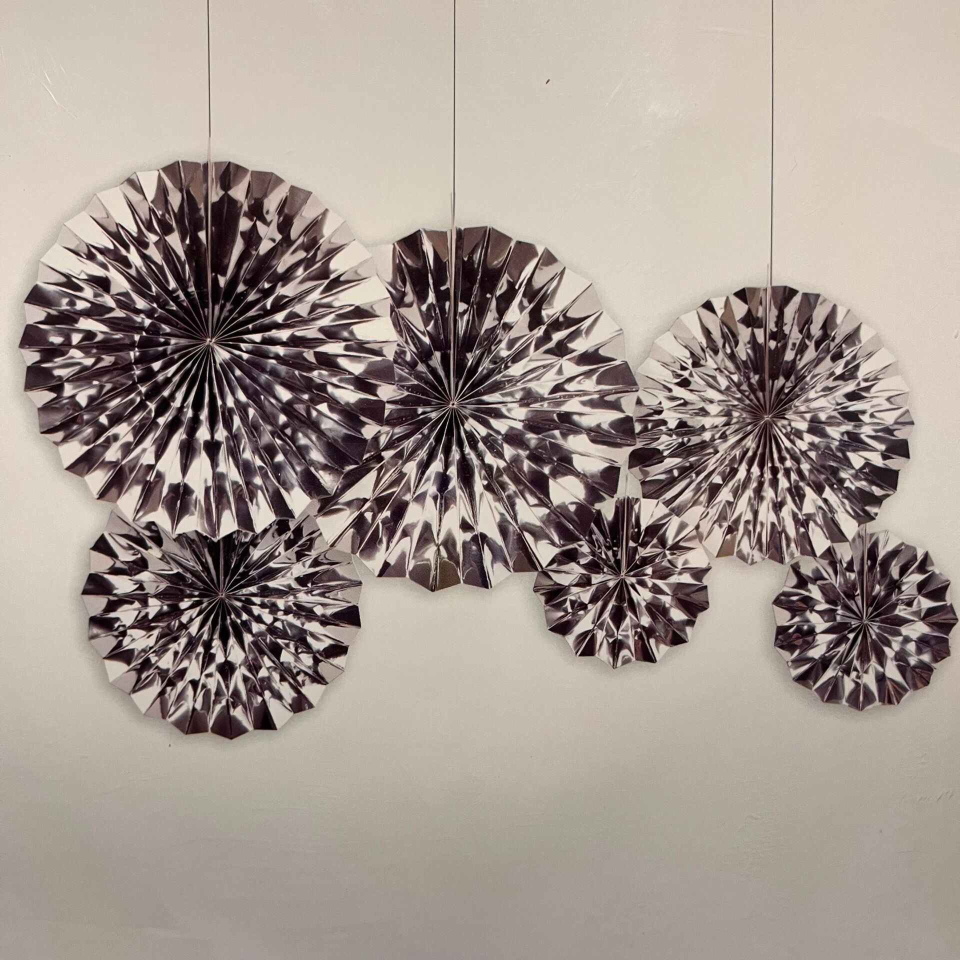 Gümüş Parlak Yelpaze Süs Seti 6 Adet