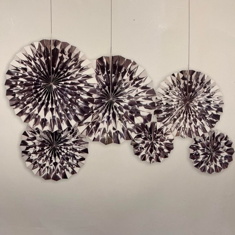 Gümüş Parlak Yelpaze Süs Seti 6 Adet