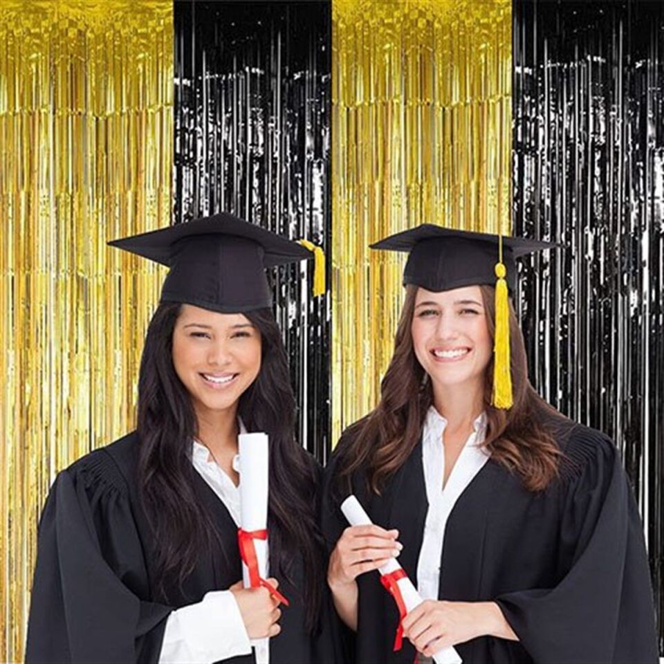 Siyah Gold Arka Fon Duvar Perdesi 270 cm