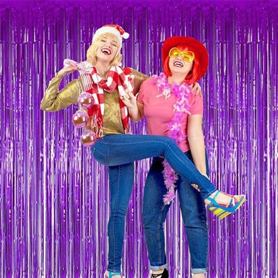 Mor Arka Fon Duvar Perdesi 270 cm