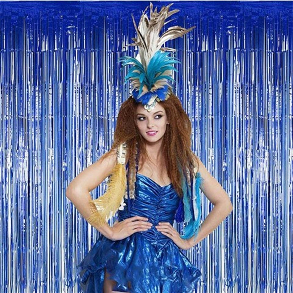 Lacivert Arka Fon Duvar Perdesi 270 cm)