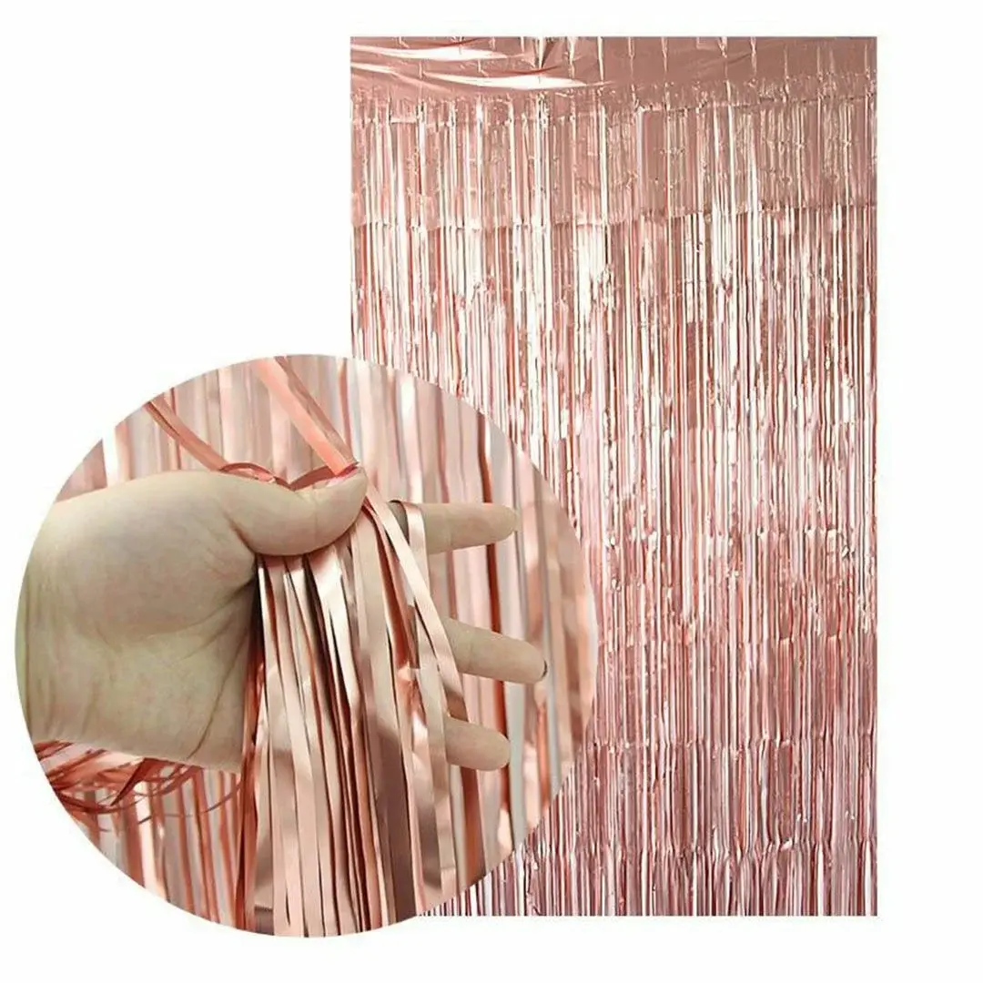 Rose Gold Saçaklı Arka Fon Duvar Perdesi - 1 Adet