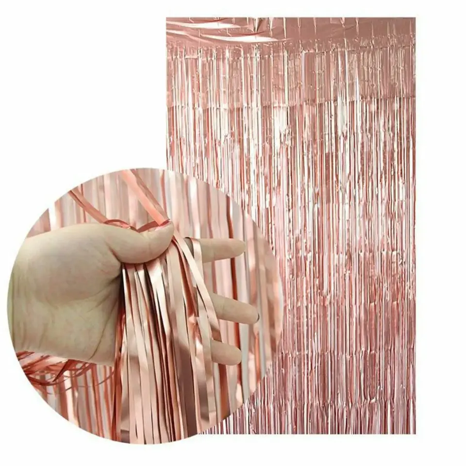 Rose Gold Saçaklı Arka Fon Duvar Perdesi - 1 Adet