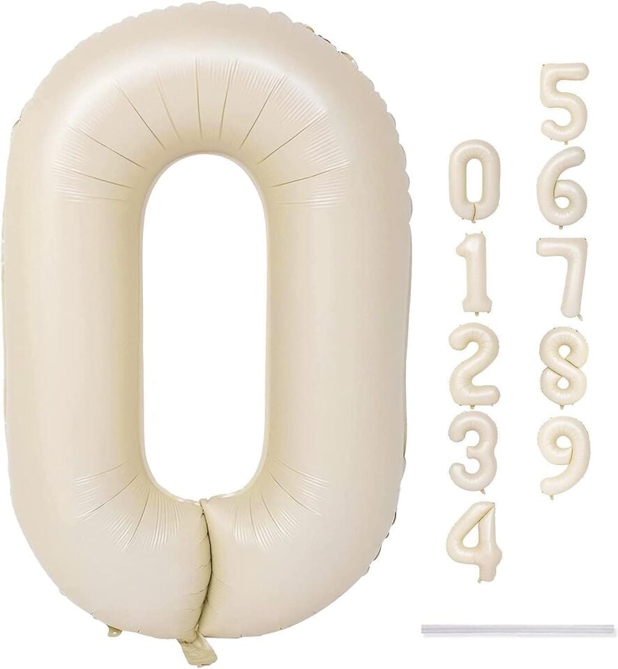 0 Rakam Krem Renk Folyo Balon 76 Cm