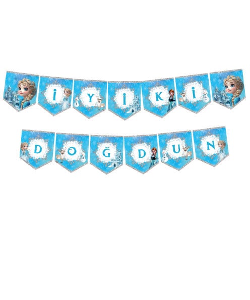 Kar Prensesi Temalı İyi Ki Doğdun Kağıt Banner