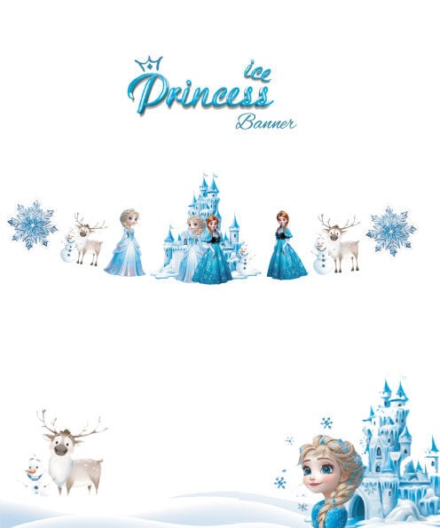 Kar Prensesi Temalı Kağıt Banner 7 Parça