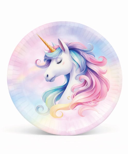 Unicorn Temalı Karton Tabak 23 cm 8 Adet