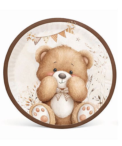 Teddy Bear Karton Tabak 23 cm 8 Adet