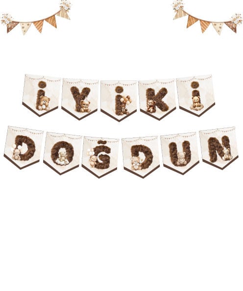 Teddy Bear Temalı İyi Ki Doğdun Banner