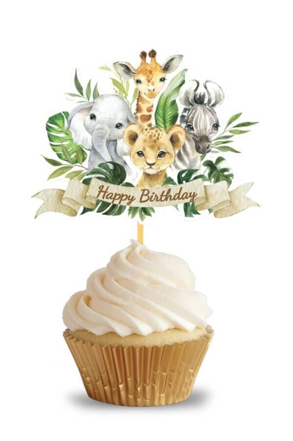 Baby Animal Cupcake Kürdan 10 Parça