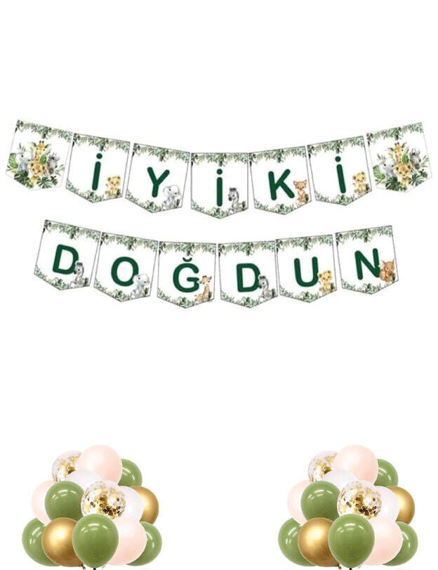 Baby Animal Temalı İyi Ki Doğdun Kağıt Banner